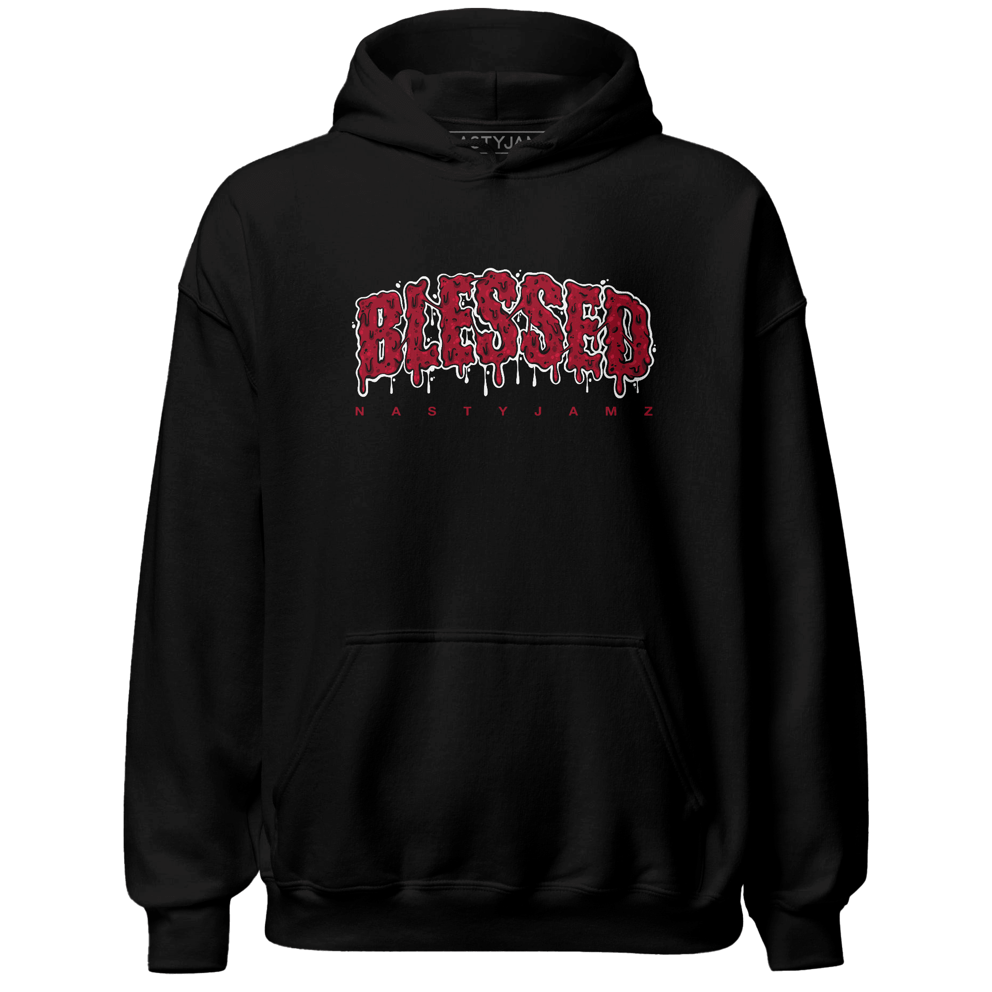Retro Red Taxi 12s Hoodie Match Blessed Text - NastyJamz