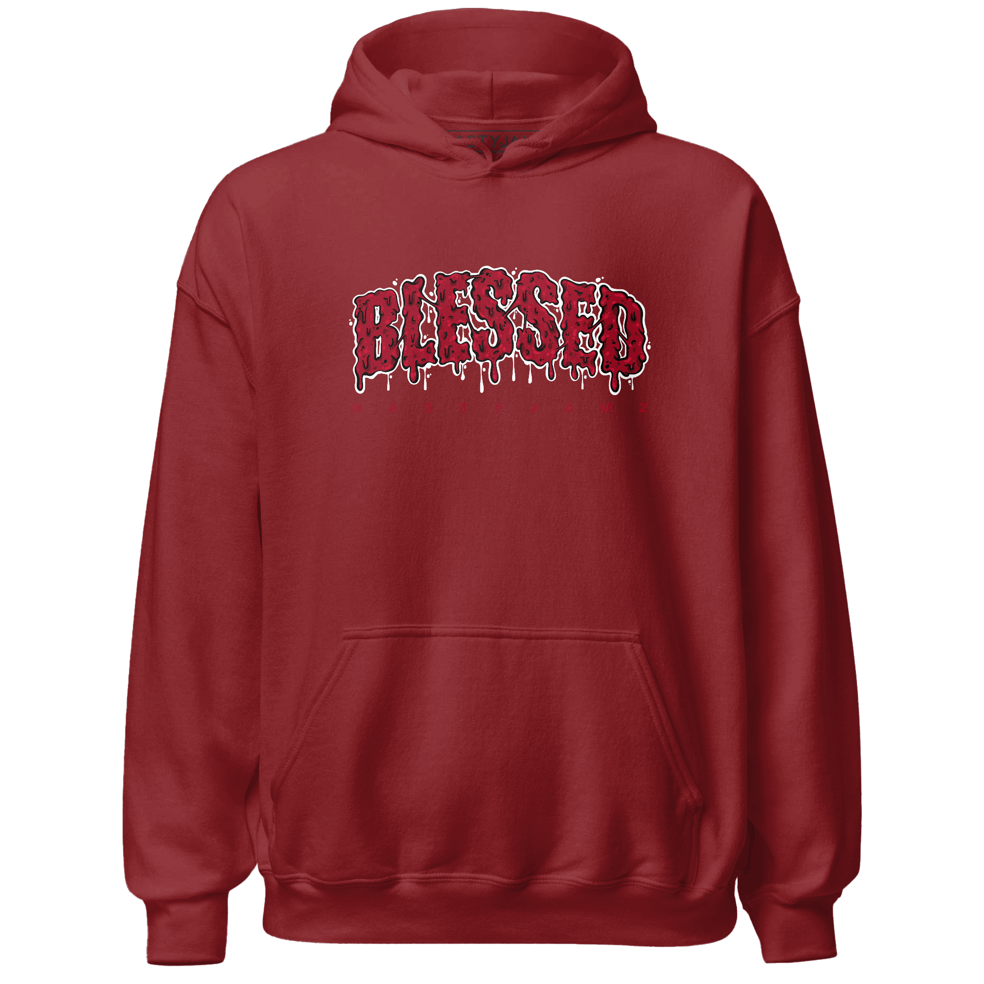 Retro Red Taxi 12s Hoodie Match Blessed Text - NastyJamz