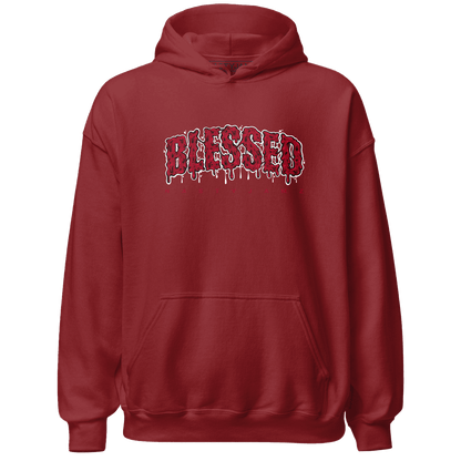 Retro Red Taxi 12s Hoodie Match Blessed Text - NastyJamz
