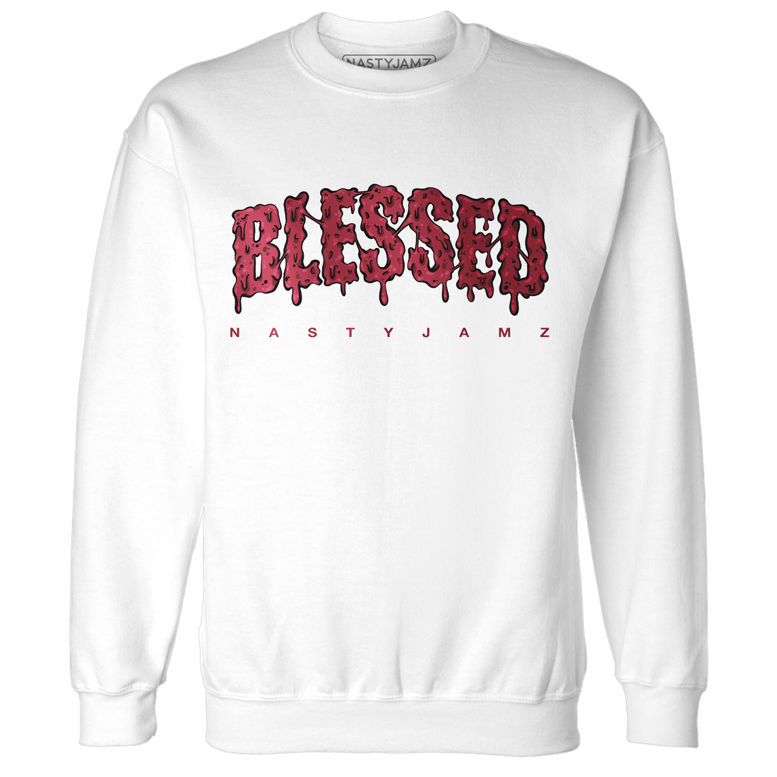 High 85 Metallic Burgundy 1s Sweatshirt Match Blessed Text - NastyJamz