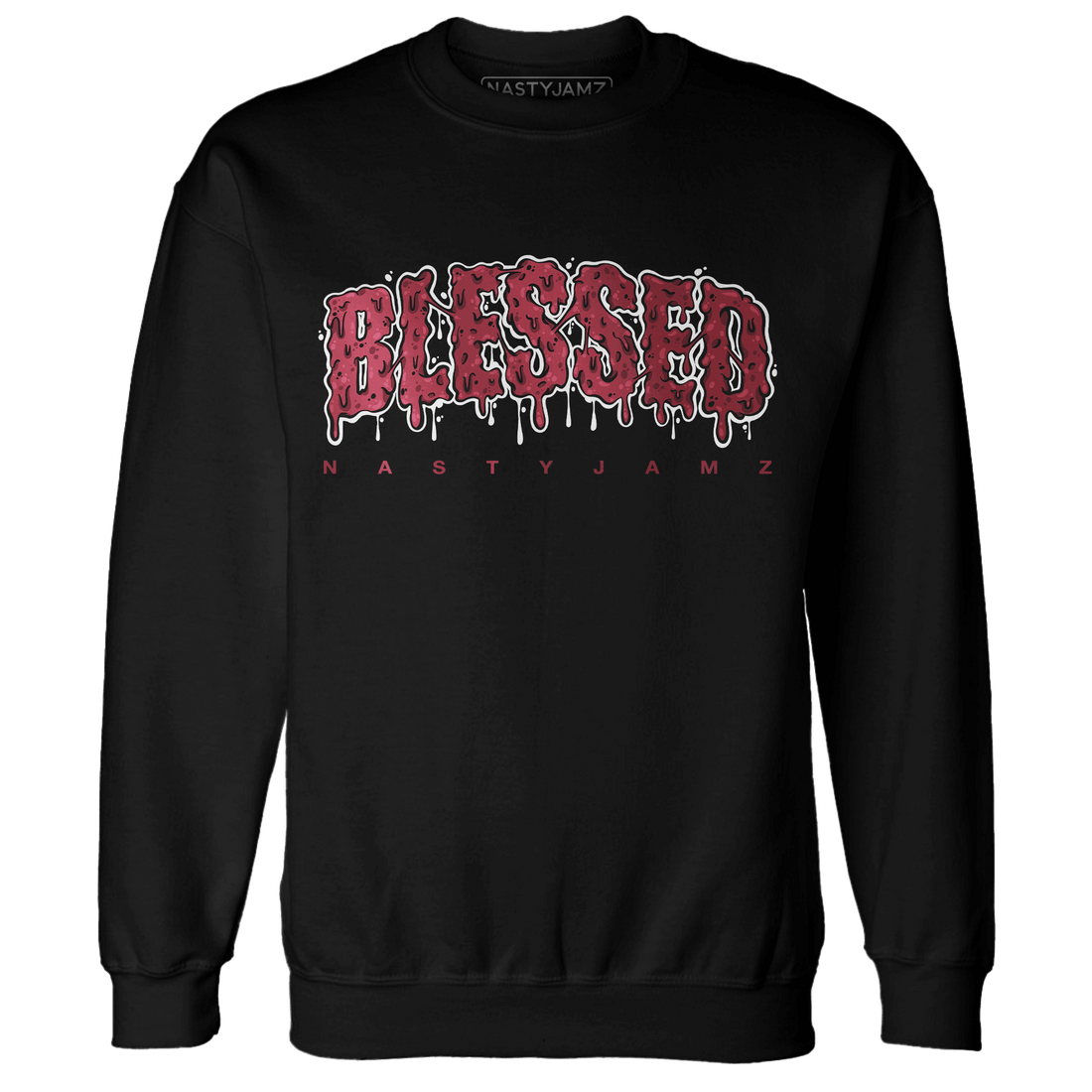 High 85 Metallic Burgundy 1s Sweatshirt Match Blessed Text - NastyJamz