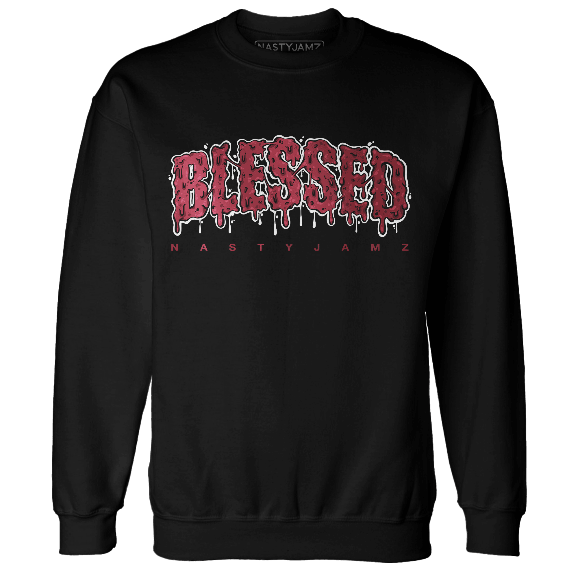 High 85 Metallic Burgundy 1s Sweatshirt Match Blessed Text - NastyJamz