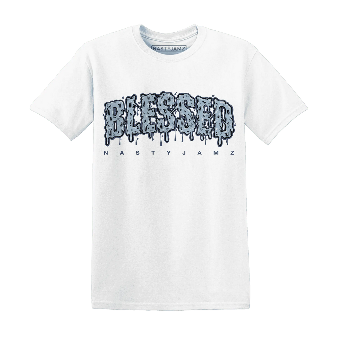 Mid-Diffused-Blue-Grey-1s-T-Shirt-Match-Blessed-Text