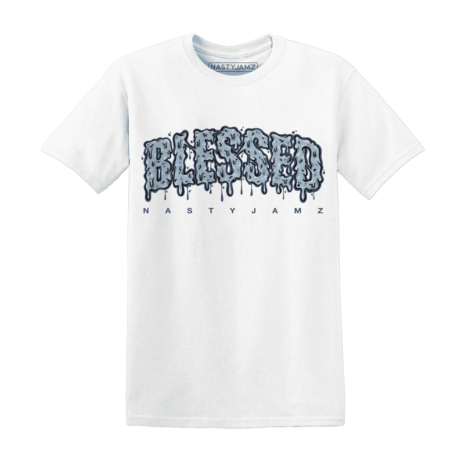 Mid-Diffused-Blue-Grey-1s-T-Shirt-Match-Blessed-Text