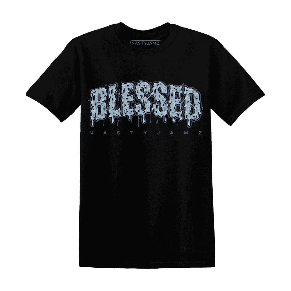 Mid-Diffused-Blue-Grey-1s-T-Shirt-Match-Blessed-Text