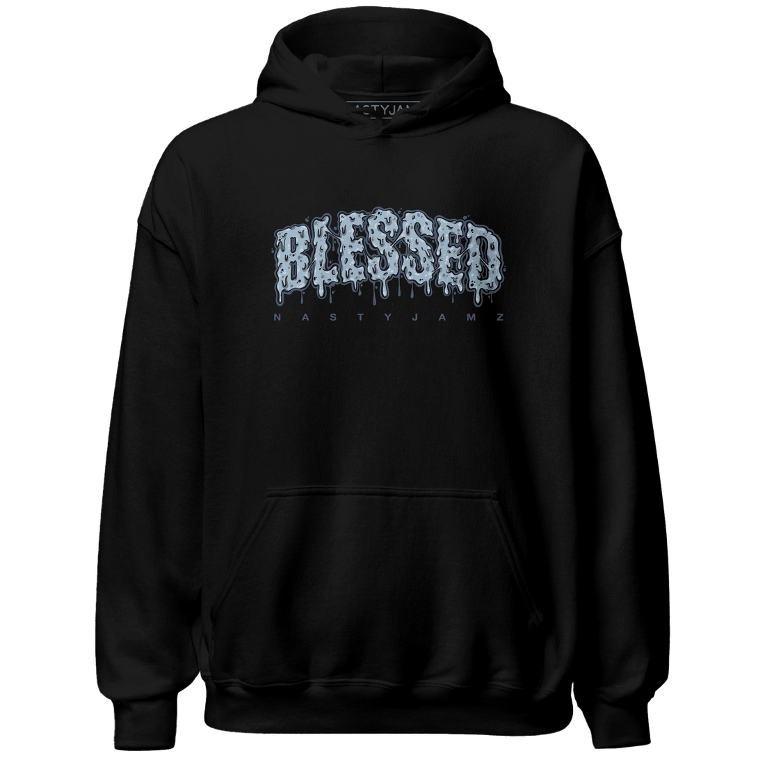 Mid Diffused Blue Grey 1s Hoodie Match Blessed Text - NastyJamz