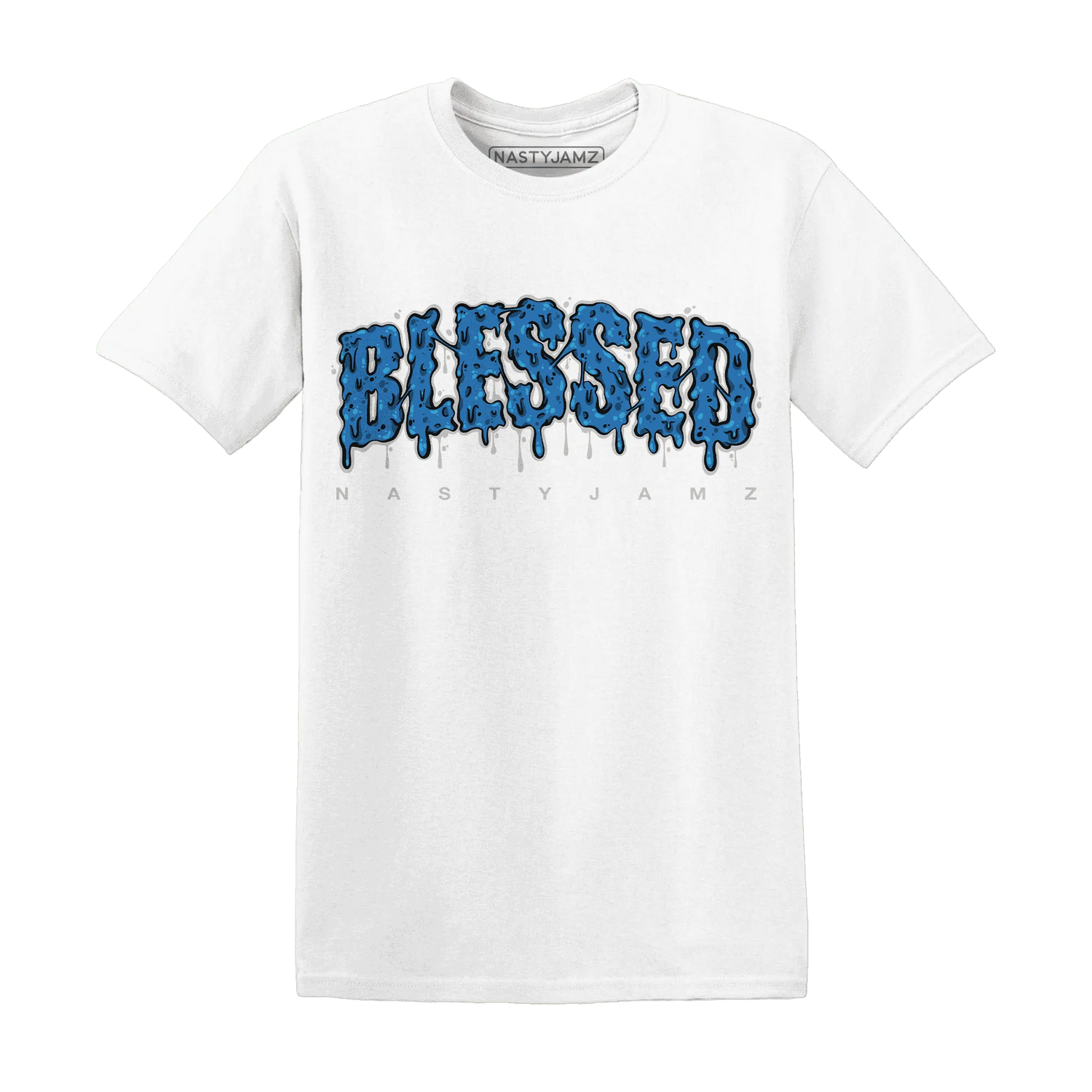 Industrial-Blue-4s-T-Shirt-Match-Blessed-Text