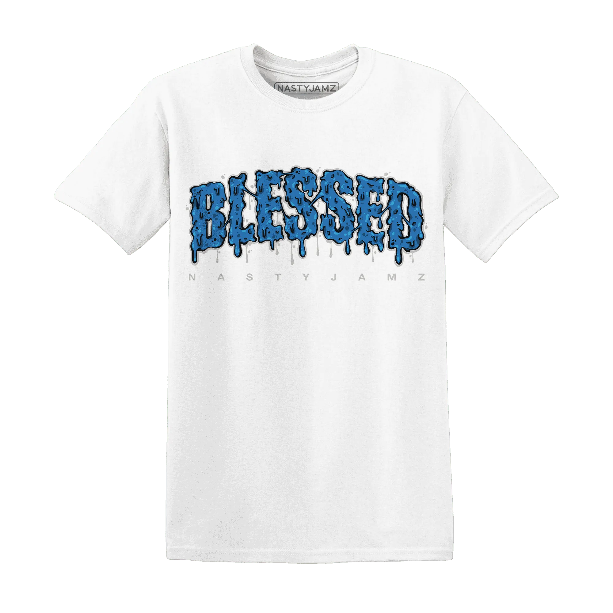 Industrial-Blue-4s-T-Shirt-Match-Blessed-Text