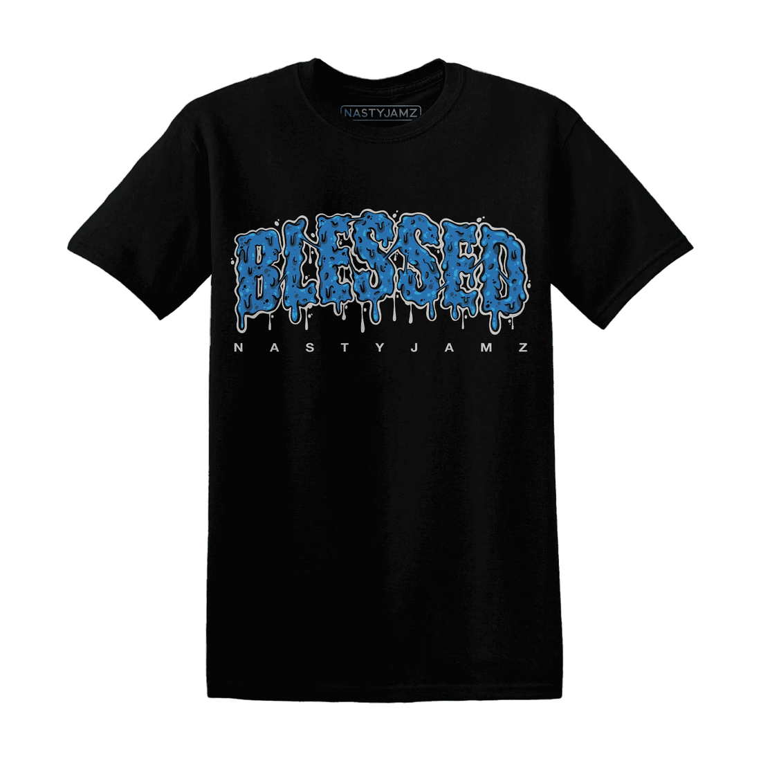 Industrial-Blue-4s-T-Shirt-Match-Blessed-Text