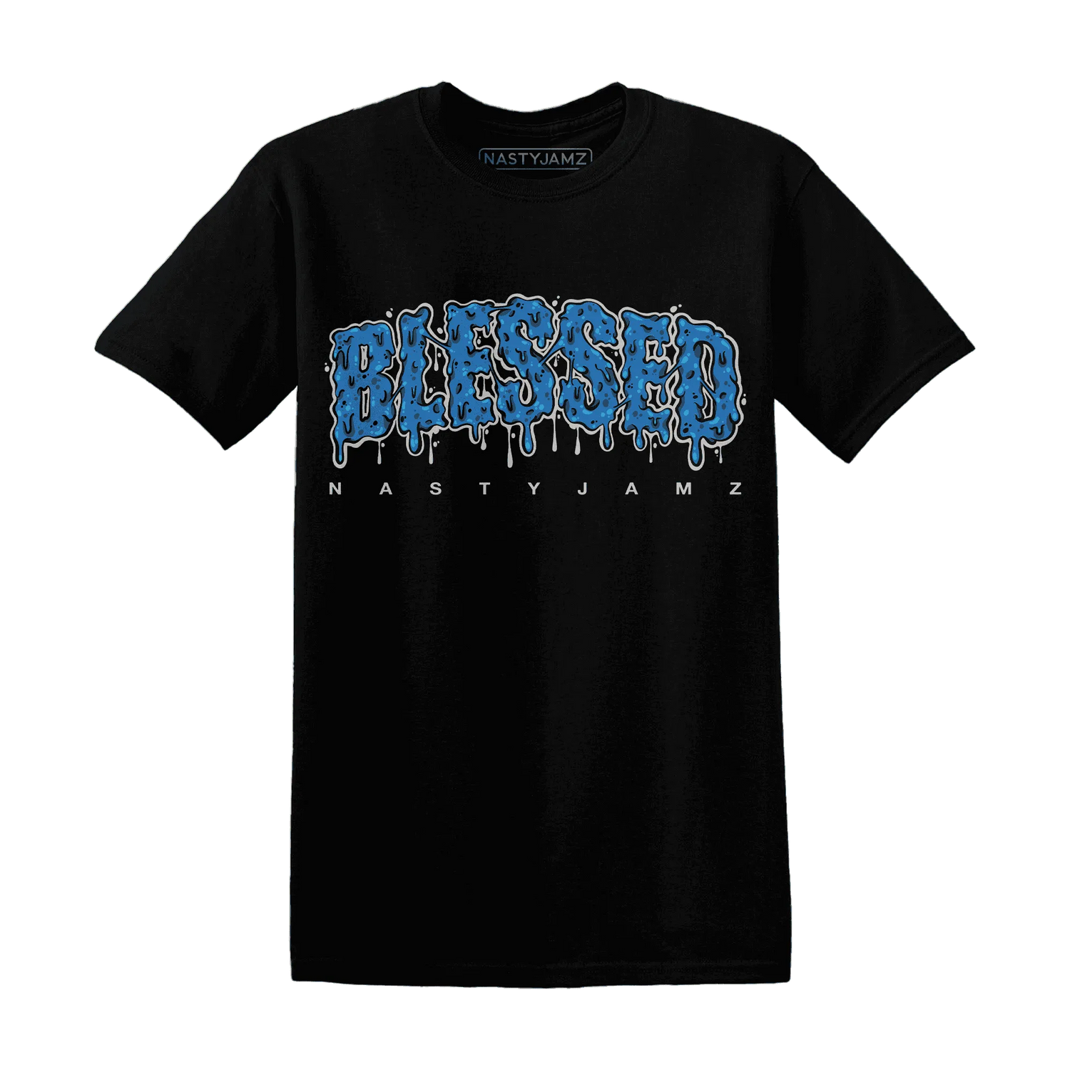 Industrial-Blue-4s-T-Shirt-Match-Blessed-Text