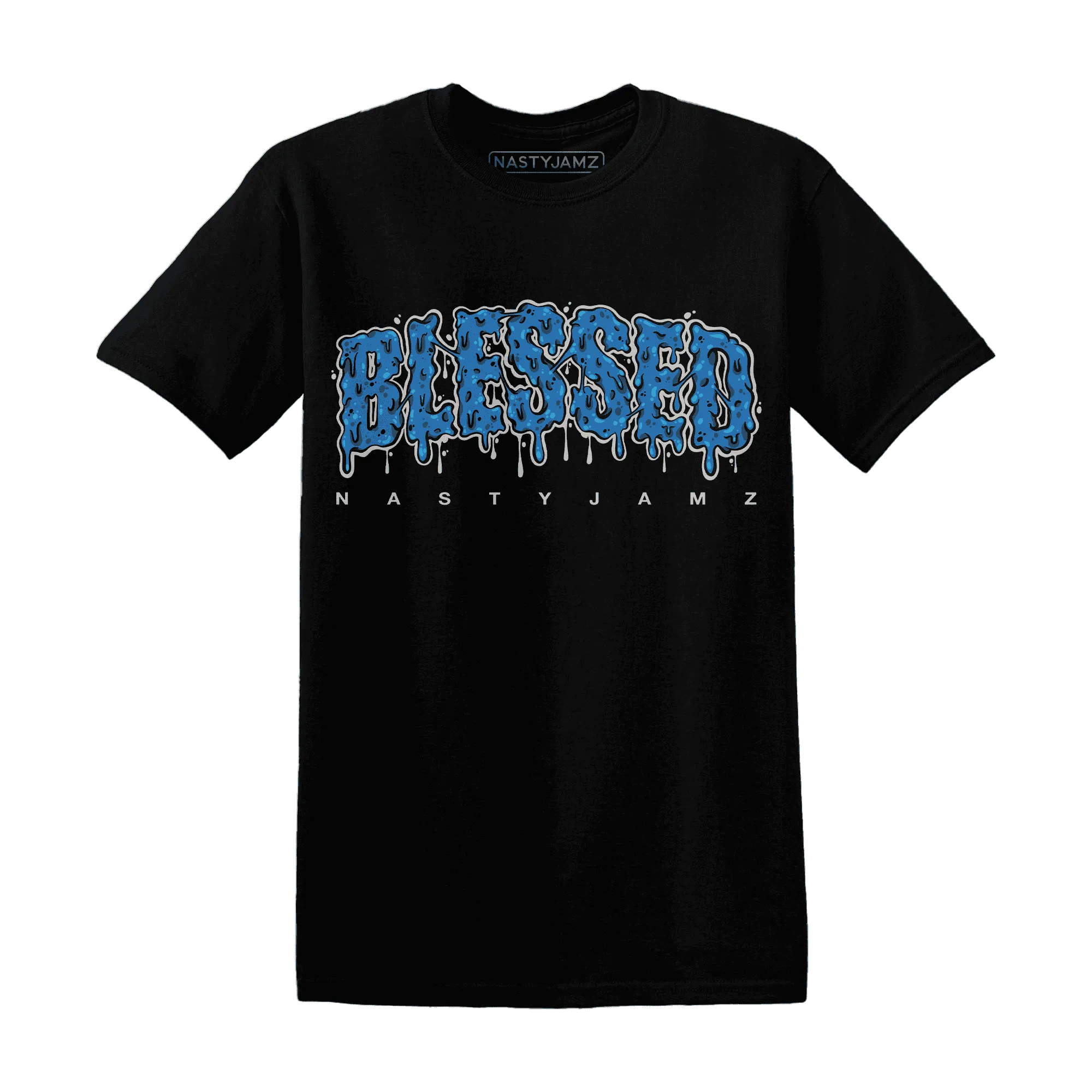 Industrial-Blue-4s-T-Shirt-Match-Blessed-Text