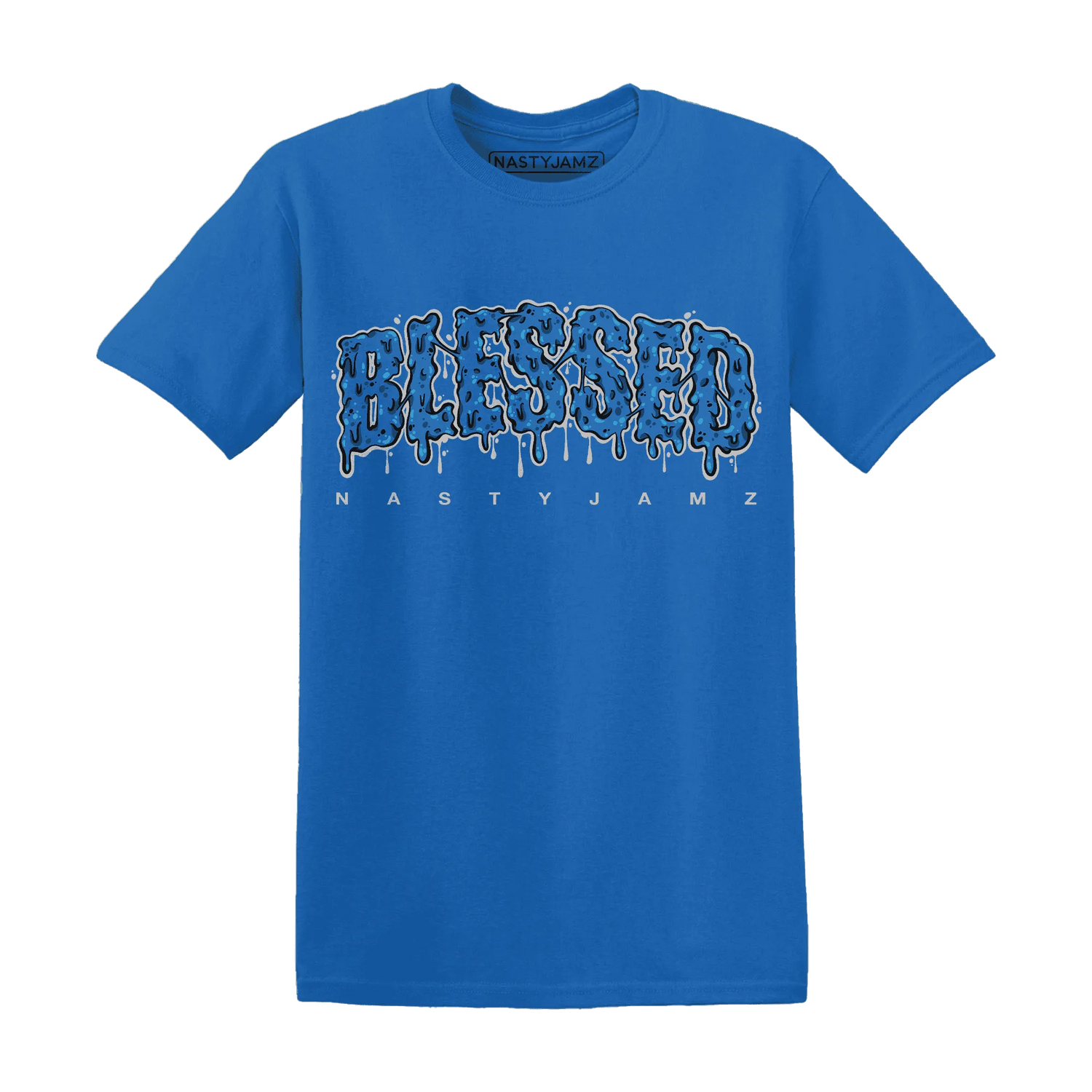 Industrial-Blue-4s-T-Shirt-Match-Blessed-Text