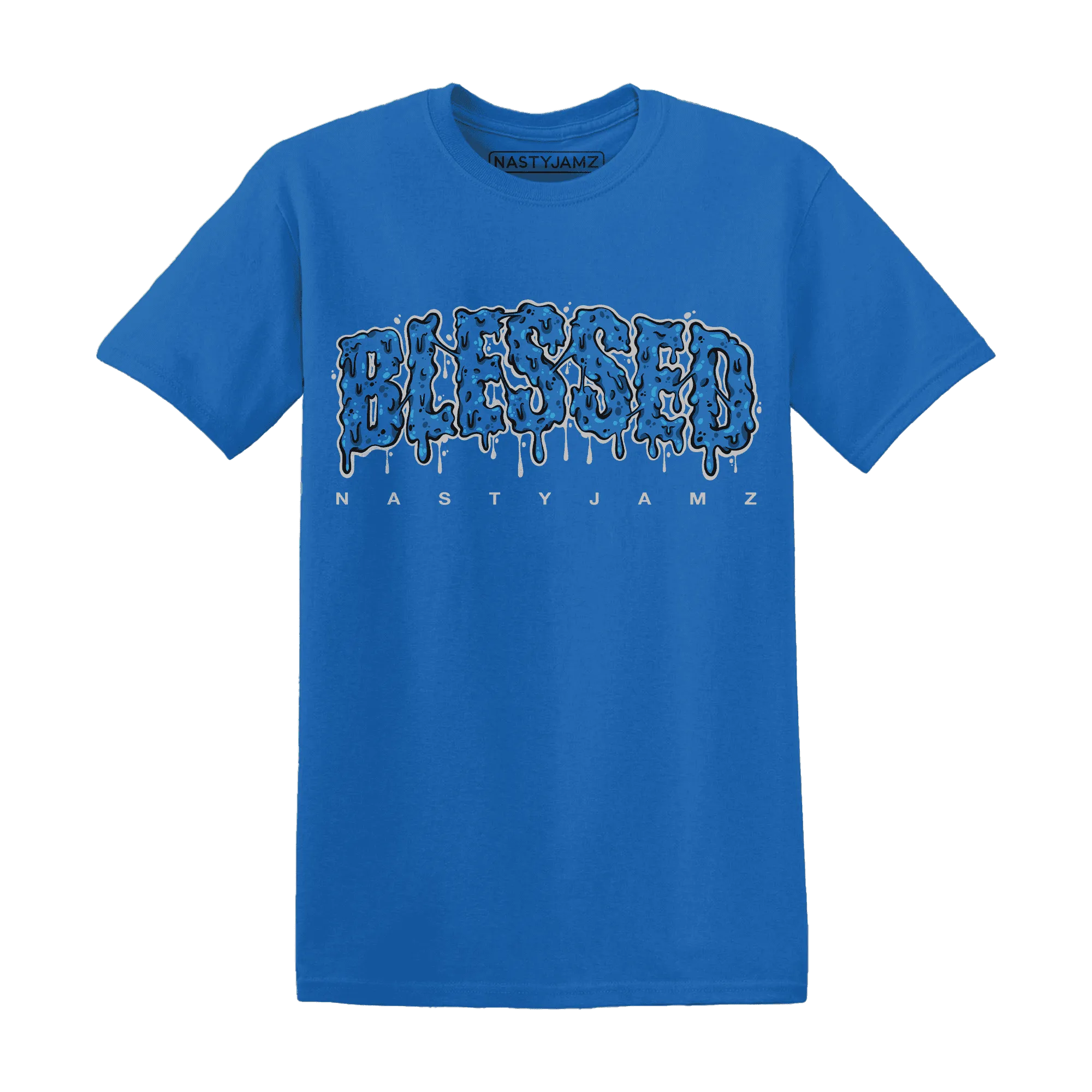 Industrial-Blue-4s-T-Shirt-Match-Blessed-Text