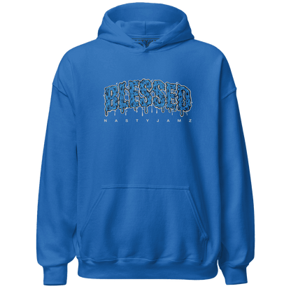 Industrial Blue 4s Hoodie Match Blessed Text - NastyJamz