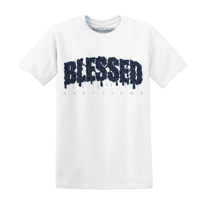 White-Navy-6s-T-Shirt-Match-Blessed-Text