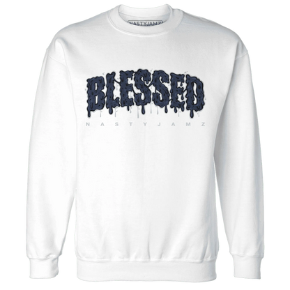 White-Navy-6s-Sweatshirt-Match-Blessed-Text