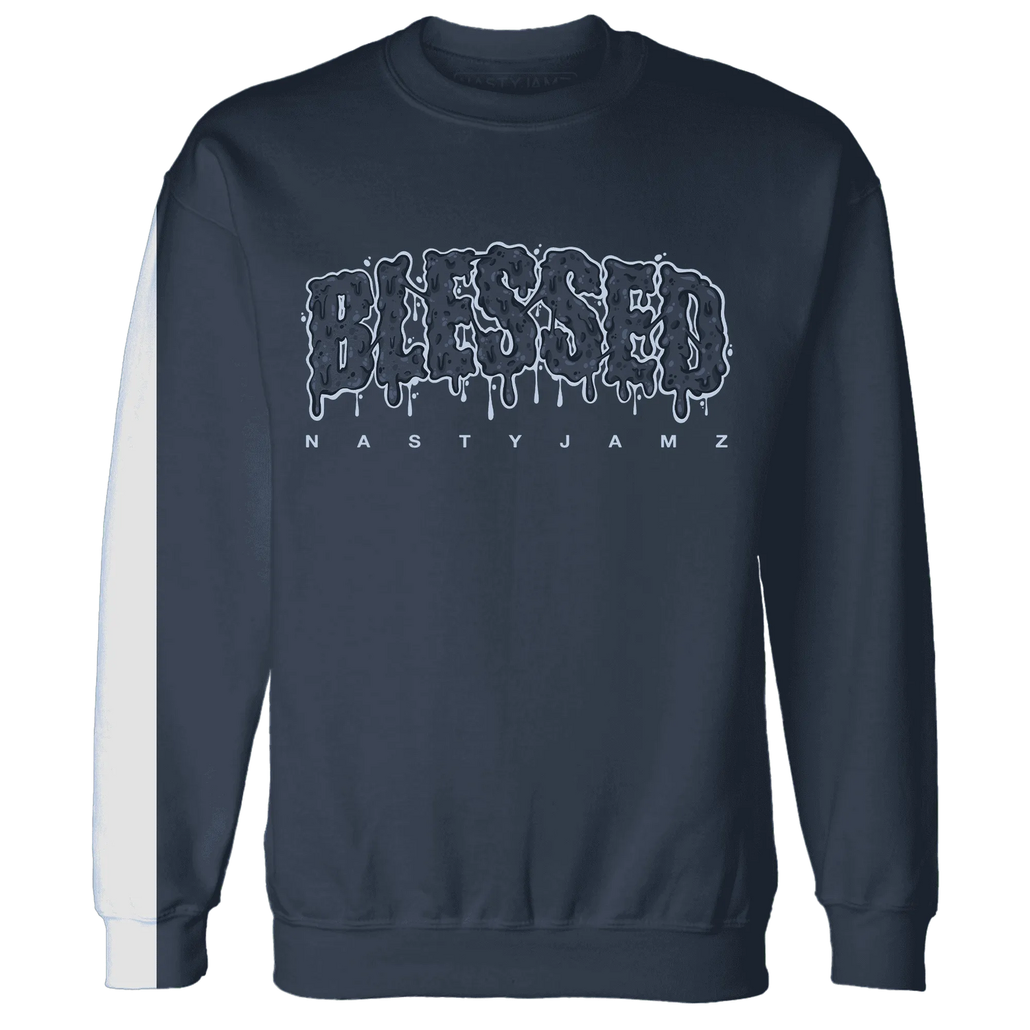 White-Navy-6s-Sweatshirt-Match-Blessed-Text