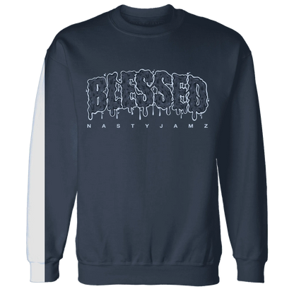 White-Navy-6s-Sweatshirt-Match-Blessed-Text