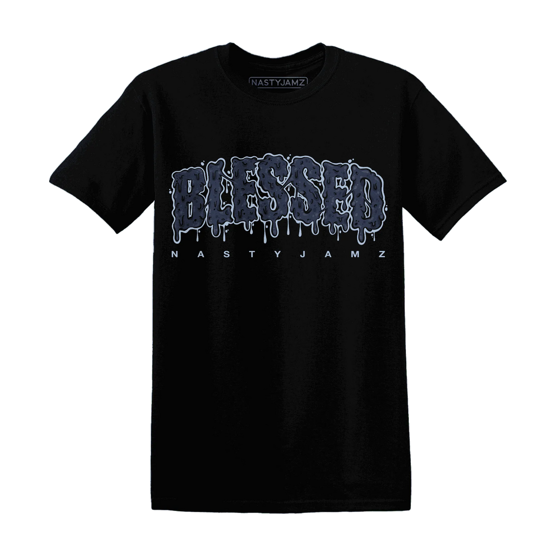 White-Navy-6s-T-Shirt-Match-Blessed-Text