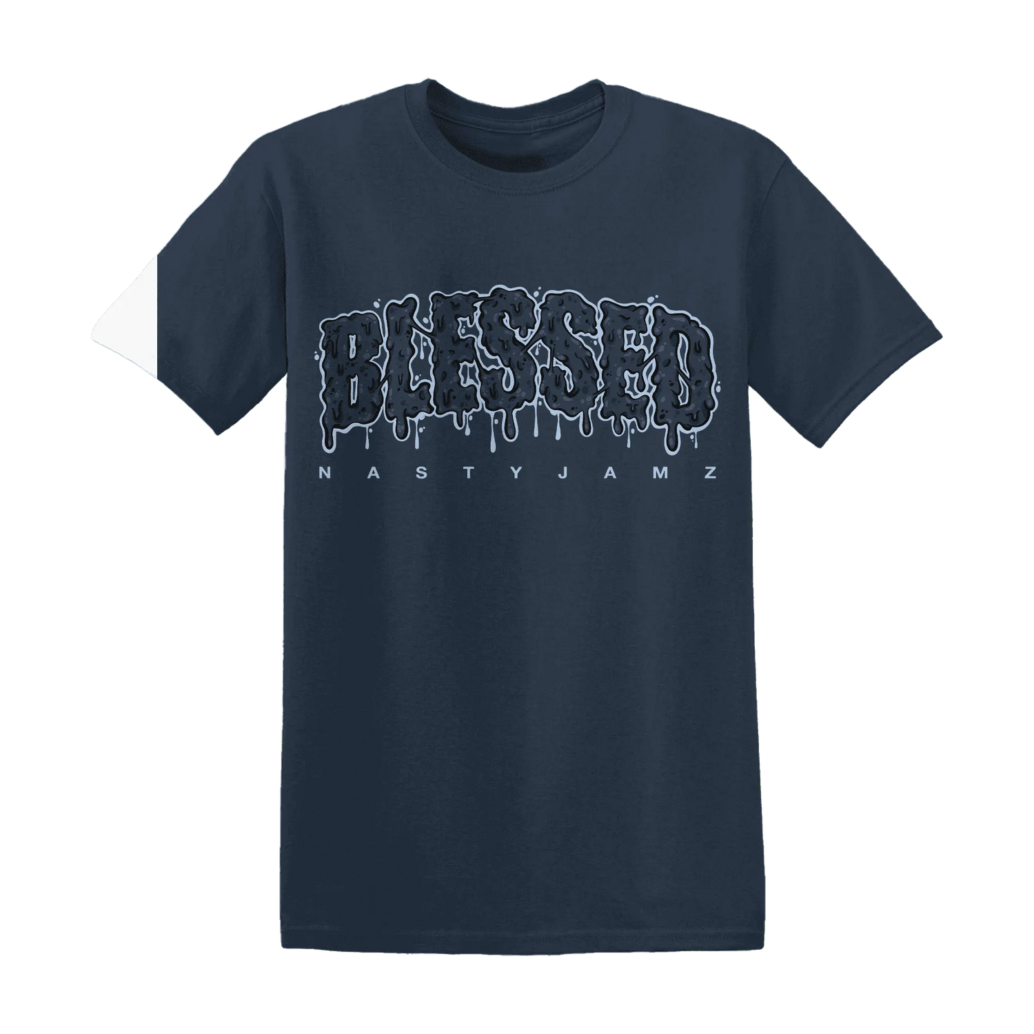 White-Navy-6s-T-Shirt-Match-Blessed-Text