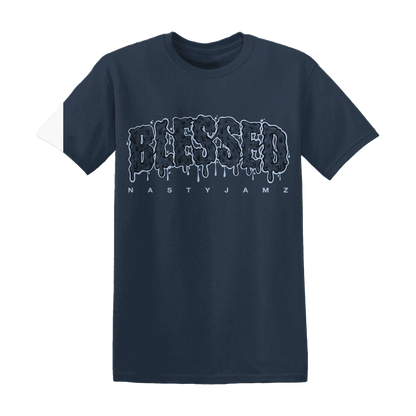 White-Navy-6s-T-Shirt-Match-Blessed-Text