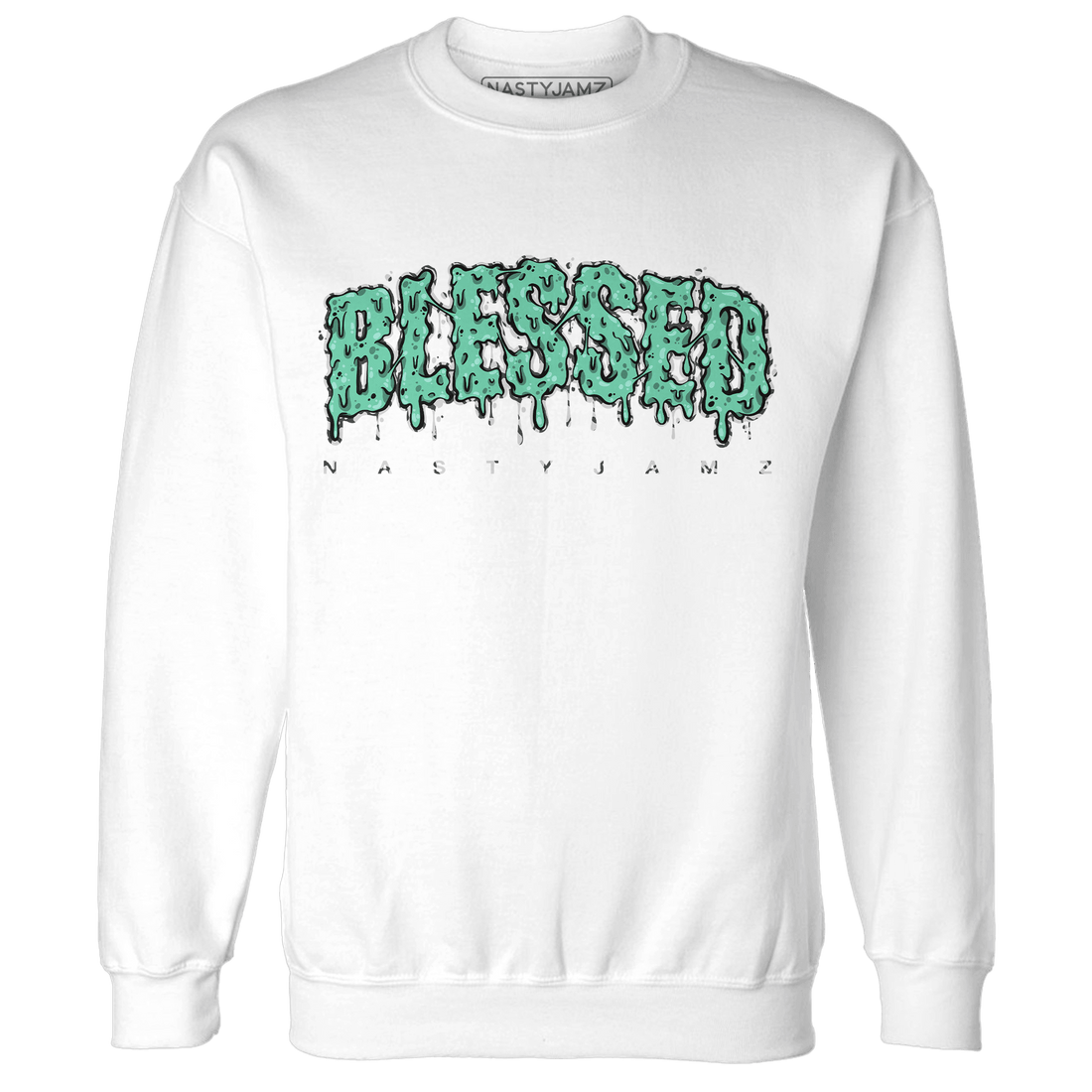 Green Glow 3s Sweatshirt Match Blessed Text - NastyJamz