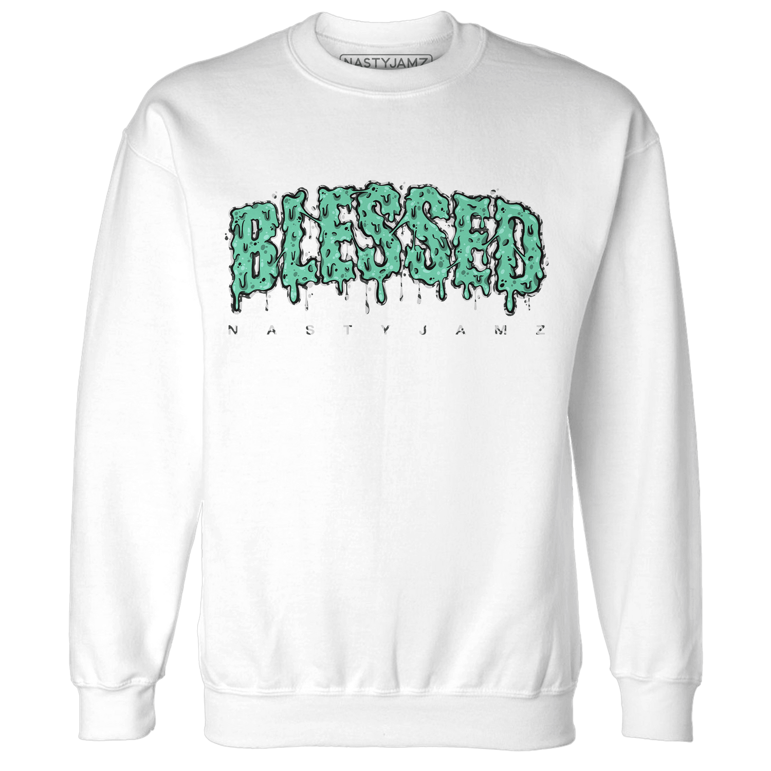Green Glow 3s Sweatshirt Match Blessed Text - NastyJamz