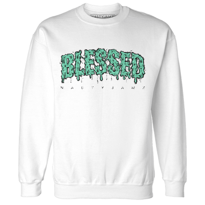 Green Glow 3s Sweatshirt Match Blessed Text - NastyJamz