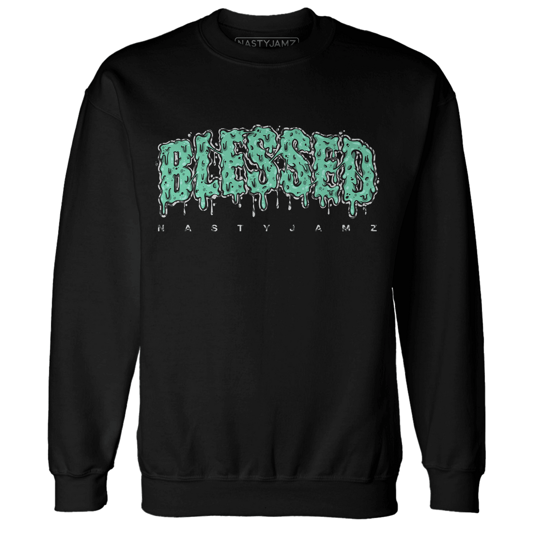Green Glow 3s Sweatshirt Match Blessed Text - NastyJamz
