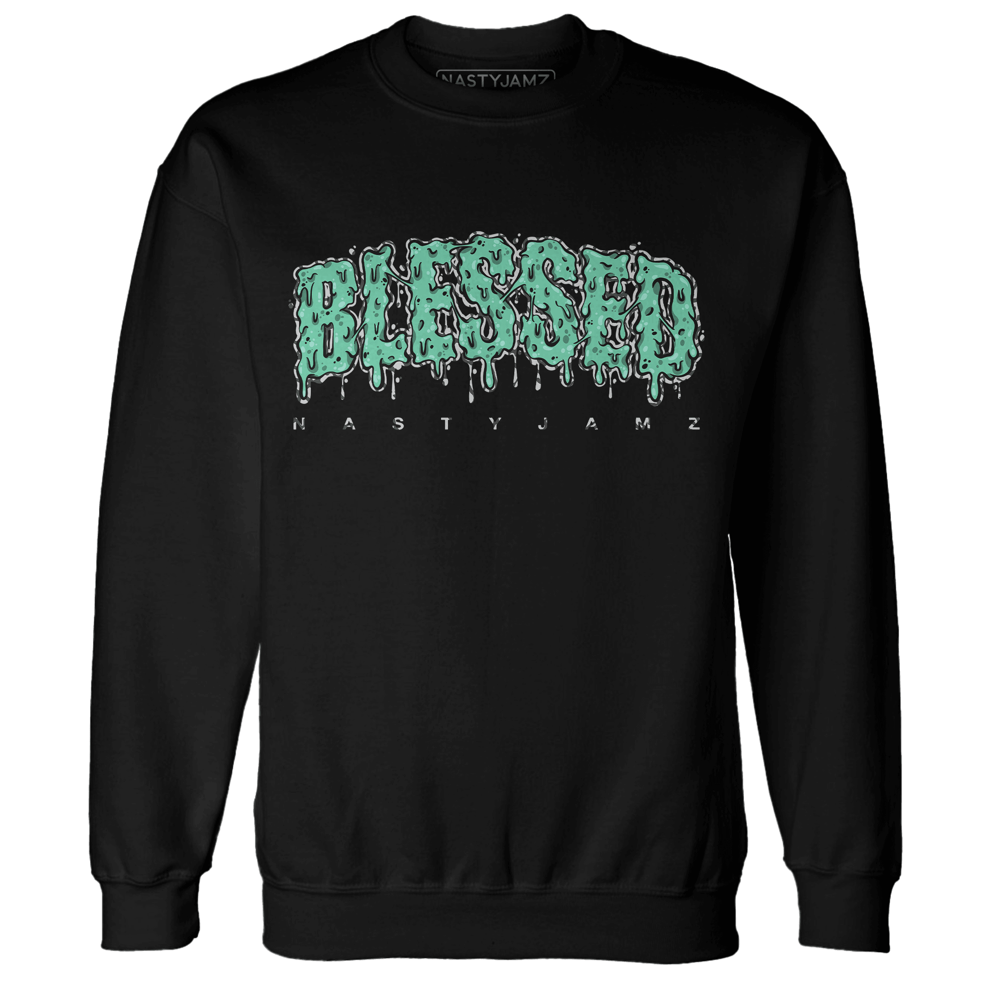 Green Glow 3s Sweatshirt Match Blessed Text - NastyJamz
