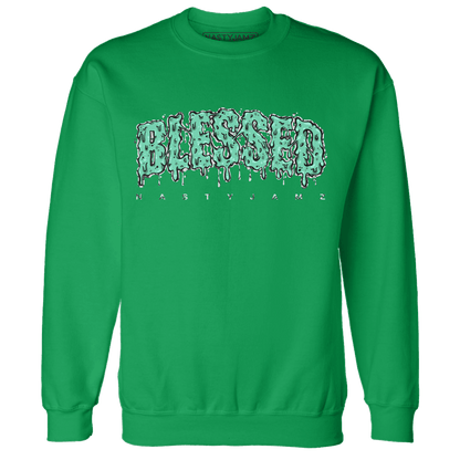 Green Glow 3s Sweatshirt Match Blessed Text - NastyJamz