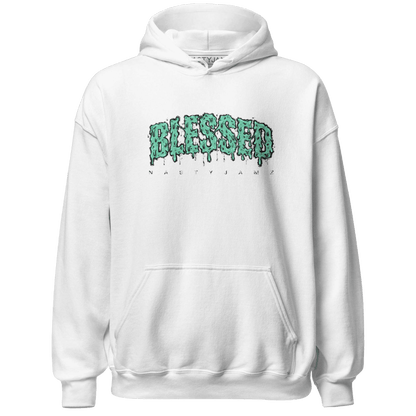 Green Glow 3s Hoodie Match Blessed Text - NastyJamz