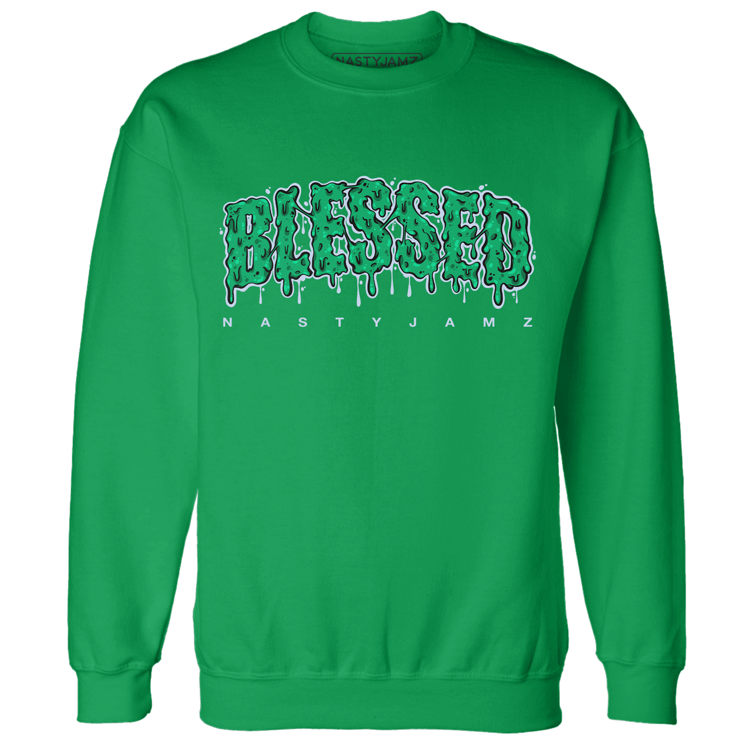 Lucky Green 5s Sweatshirt Match Blessed Text - NastyJamz