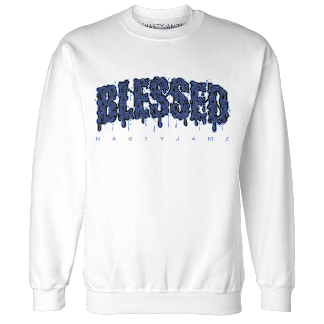 Midnight Navy 5s Sweatshirt Match Blessed Text - NastyJamz