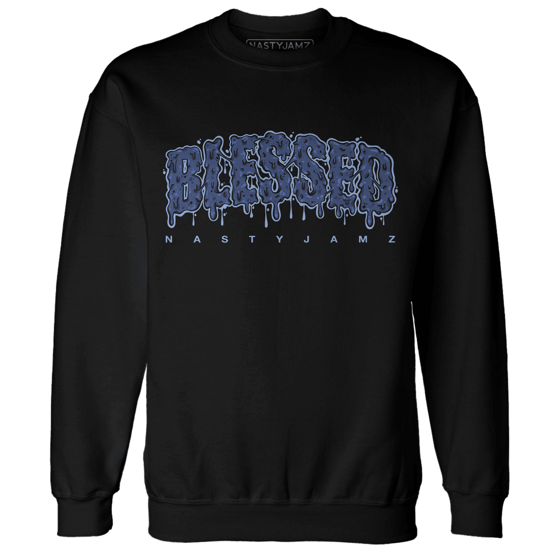 Midnight Navy 5s Sweatshirt Match Blessed Text - NastyJamz