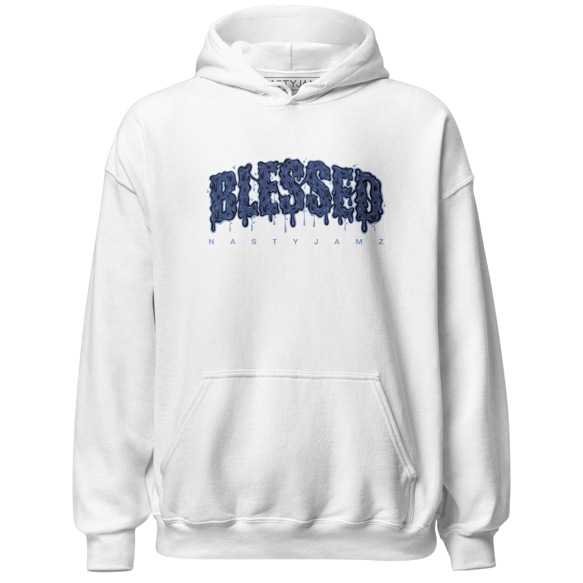 Midnight Navy 5s Hoodie Match Blessed Text - NastyJamz