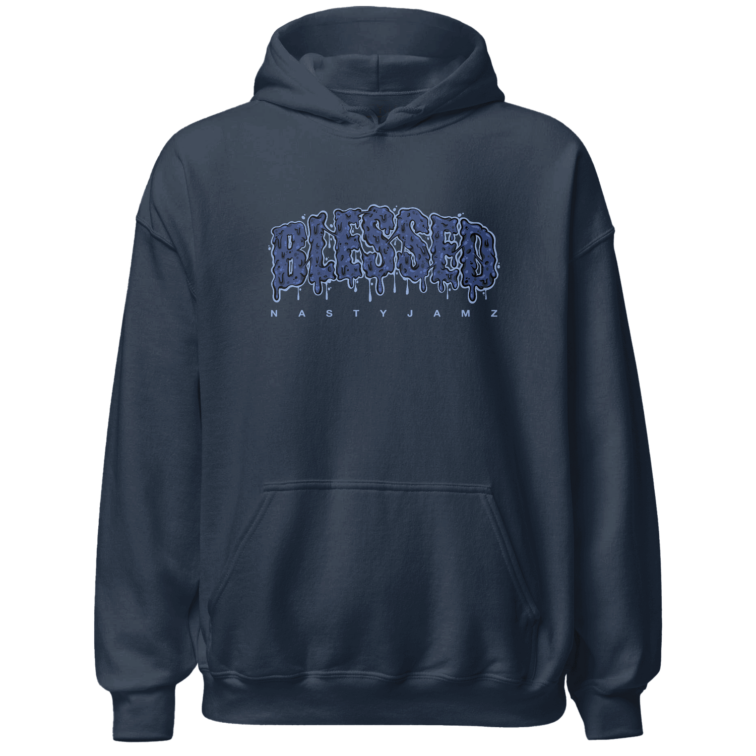 Midnight Navy 5s Hoodie Match Blessed Text - NastyJamz