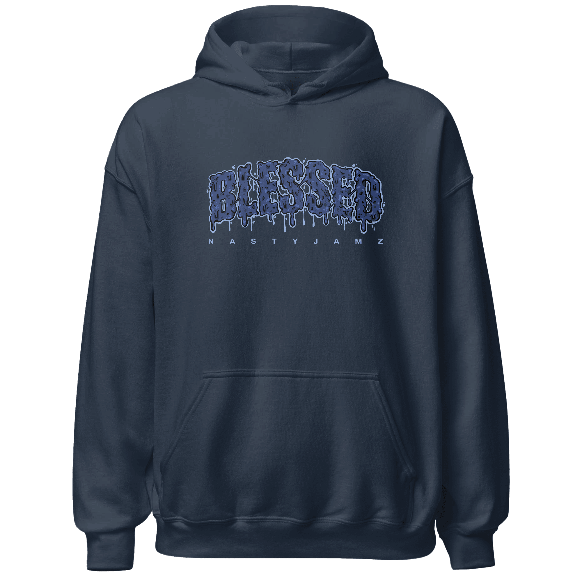 Midnight Navy 5s Hoodie Match Blessed Text - NastyJamz