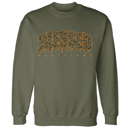 Olive 5s Sweatshirt Match Blessed Text - NastyJamz