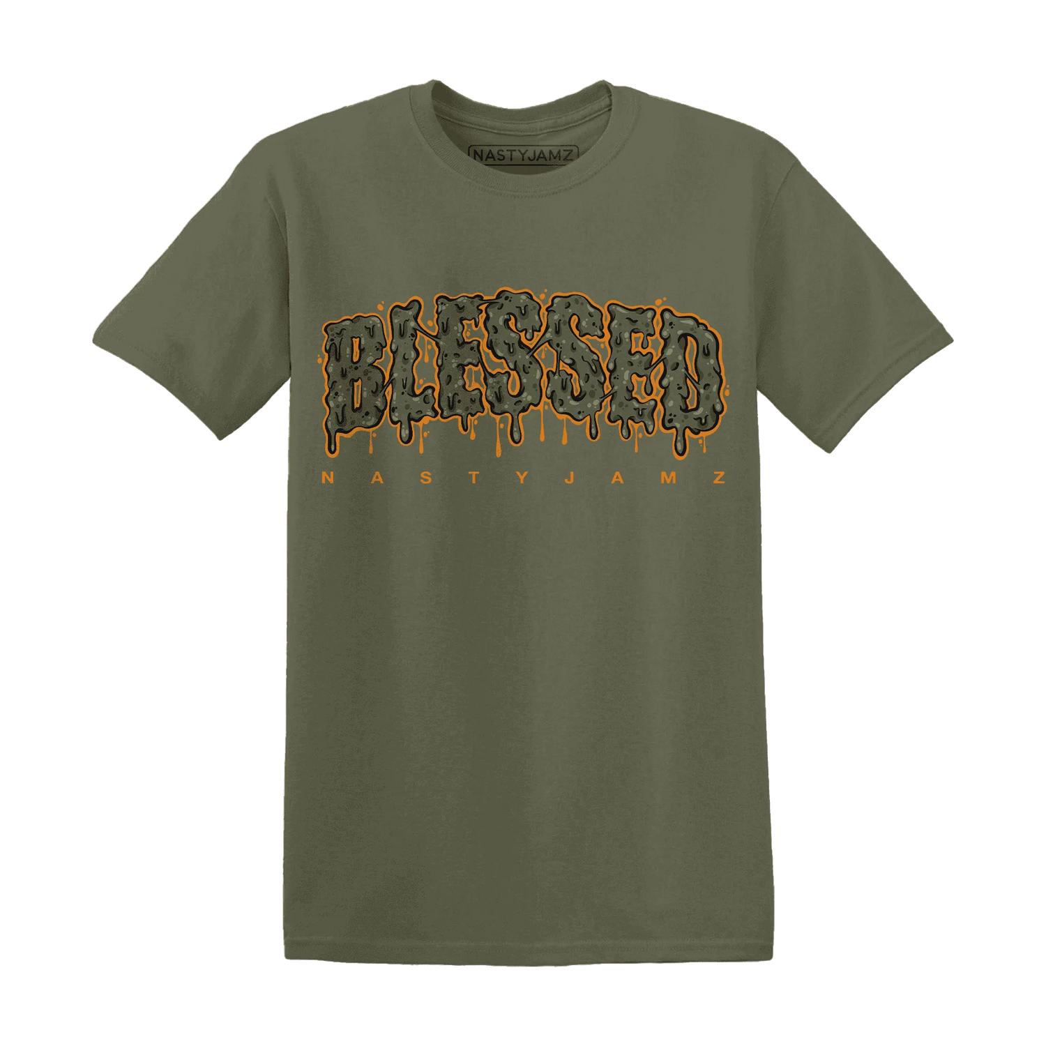 Olive-5s-T-Shirt-Match-Blessed-Text