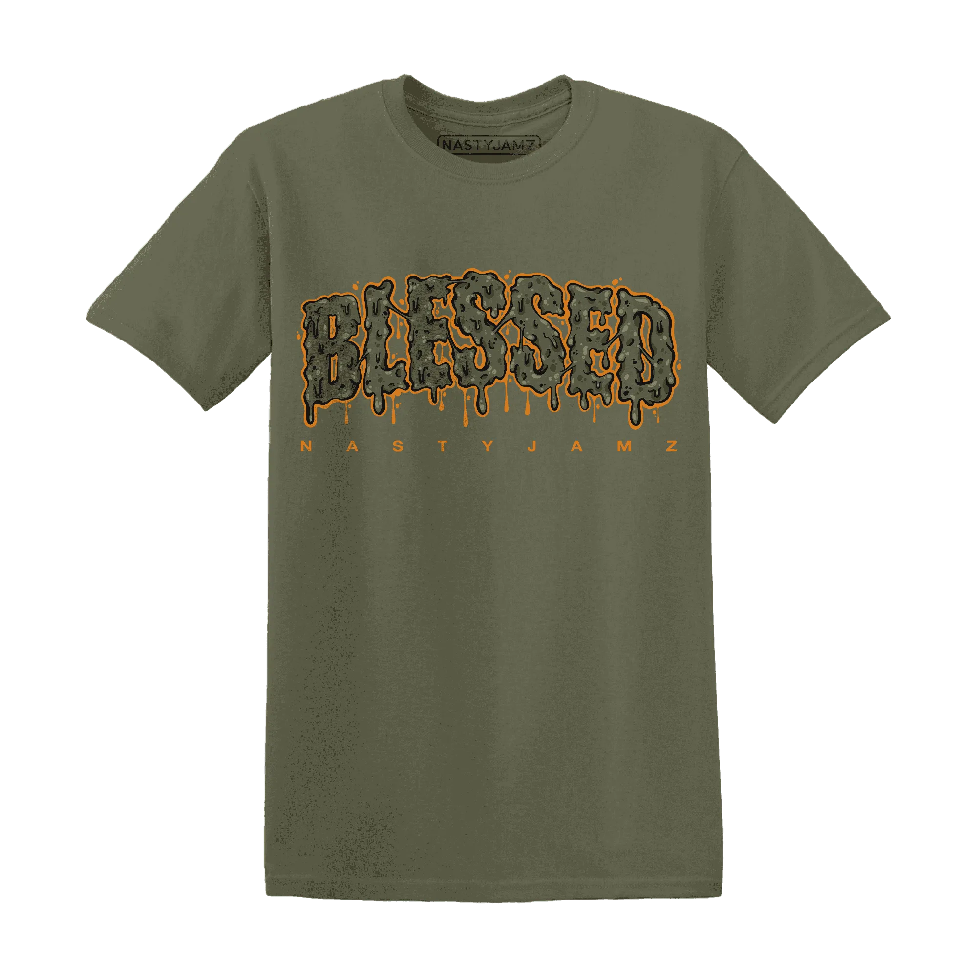 Olive-5s-T-Shirt-Match-Blessed-Text