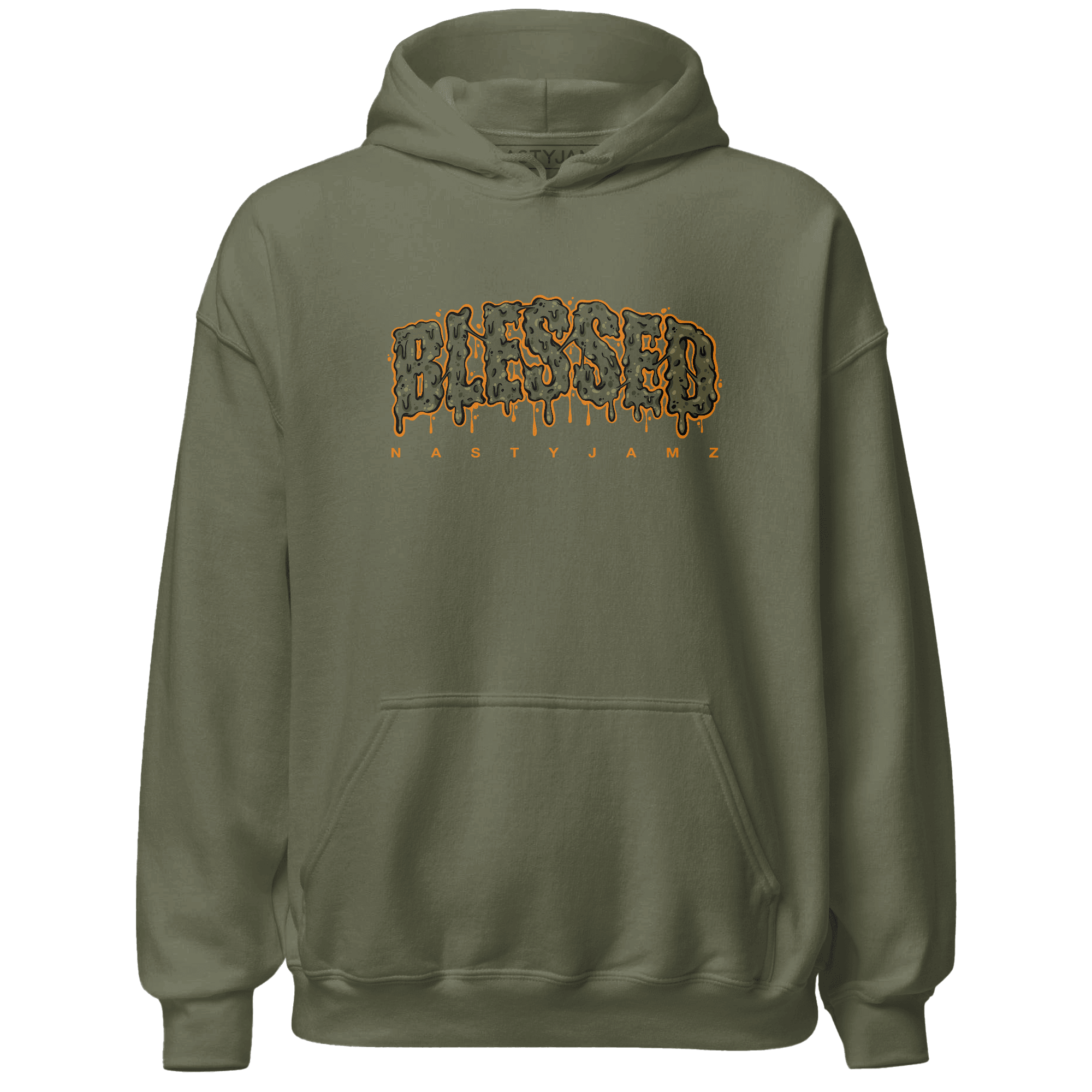 Olive 5s Hoodie Match Blessed Text - NastyJamz