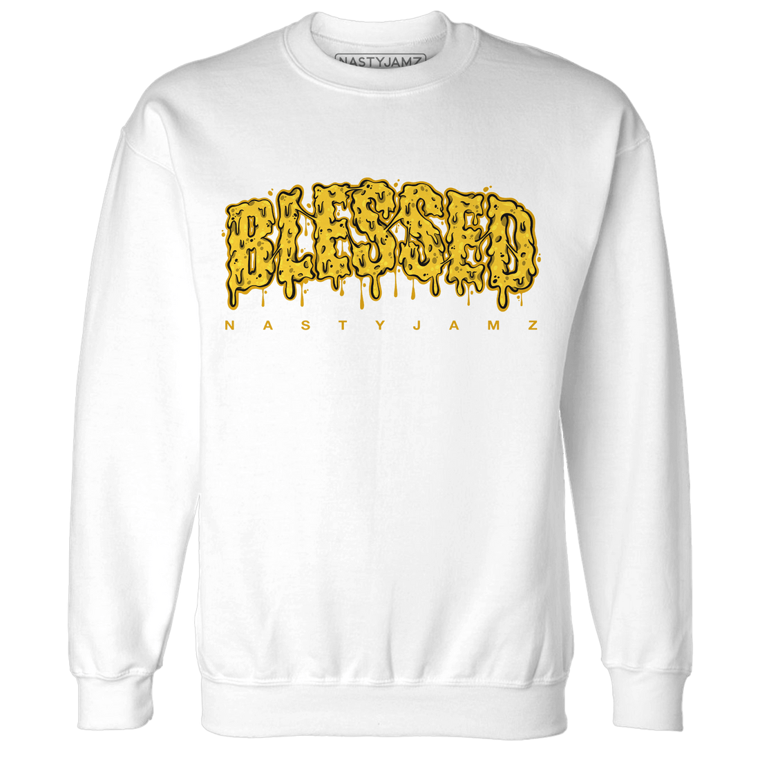 Yellow Ochre 6s Sweatshirt Match Blessed Text - NastyJamz