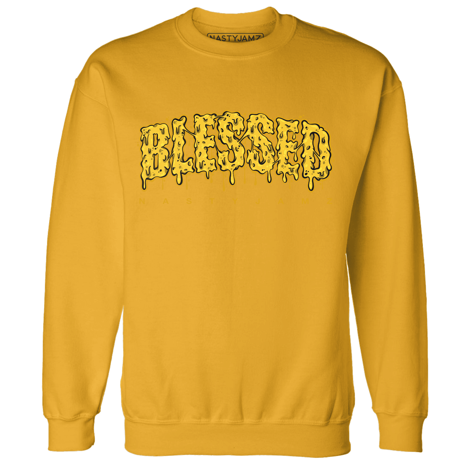 Yellow Ochre 6s Sweatshirt Match Blessed Text - NastyJamz