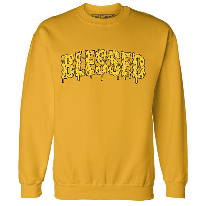 Yellow Ochre 6s Sweatshirt Match Blessed Text - NastyJamz