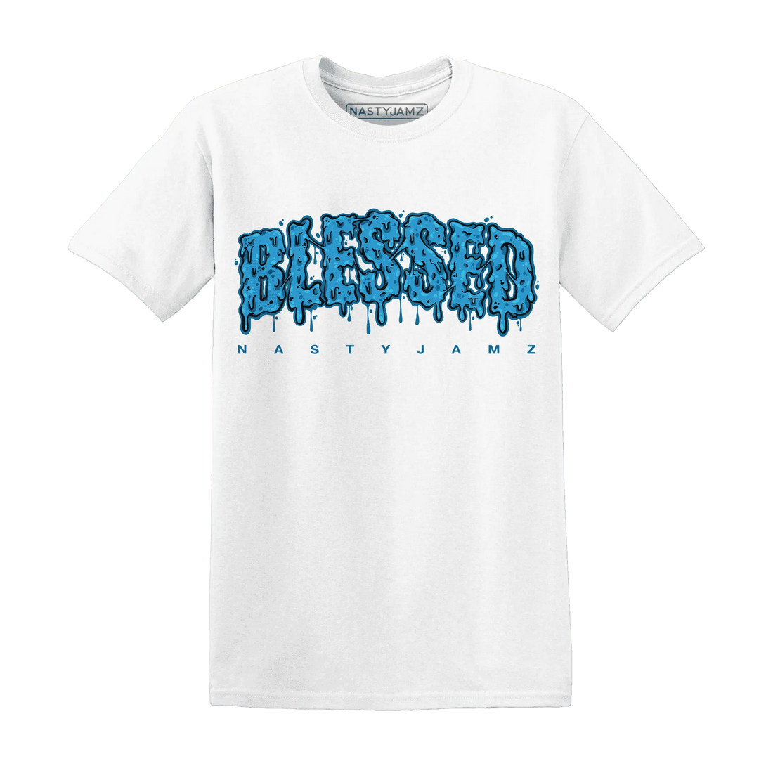 Powder-Blue-9s-T-Shirt-Match-Blessed-Text