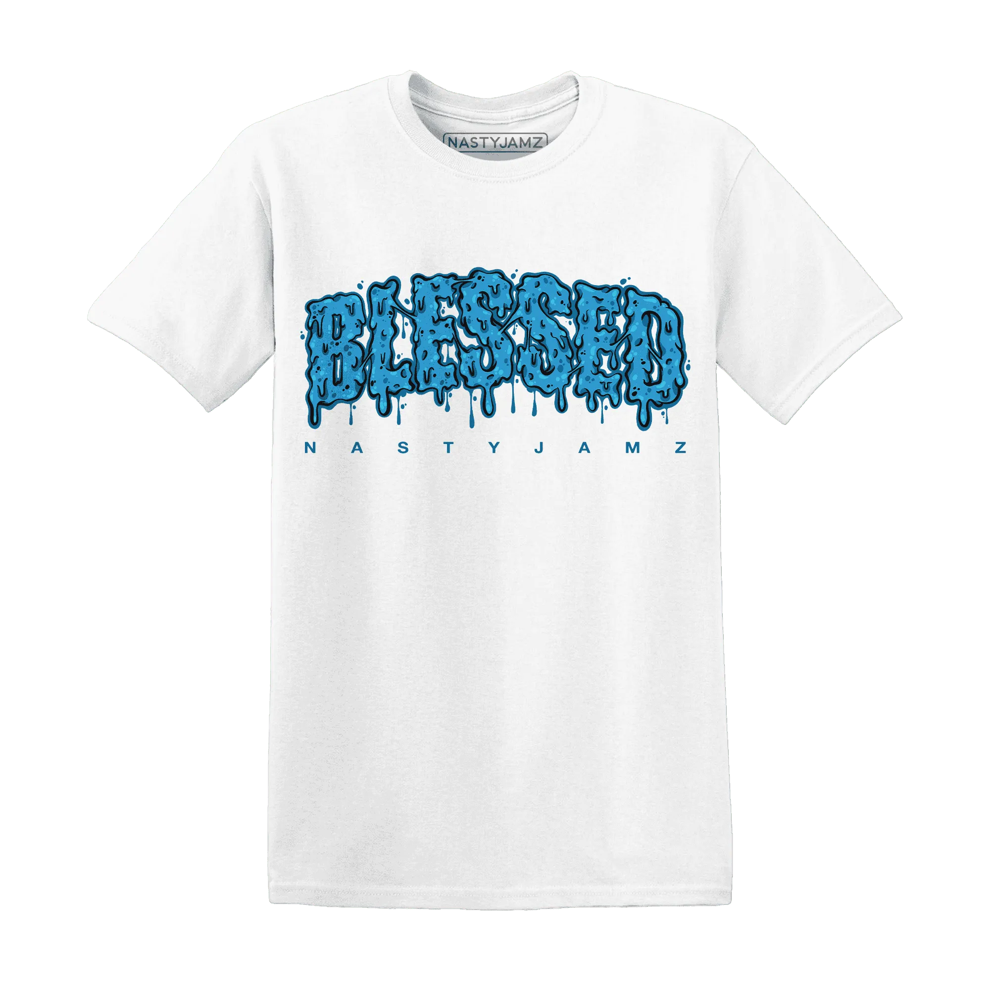 Powder-Blue-9s-T-Shirt-Match-Blessed-Text