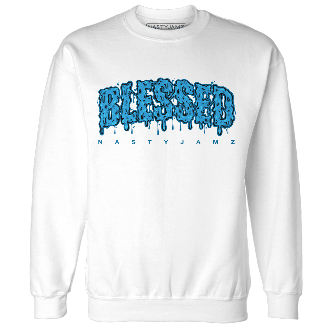 Powder Blue 9s Sweatshirt Match Blessed Text - NastyJamz