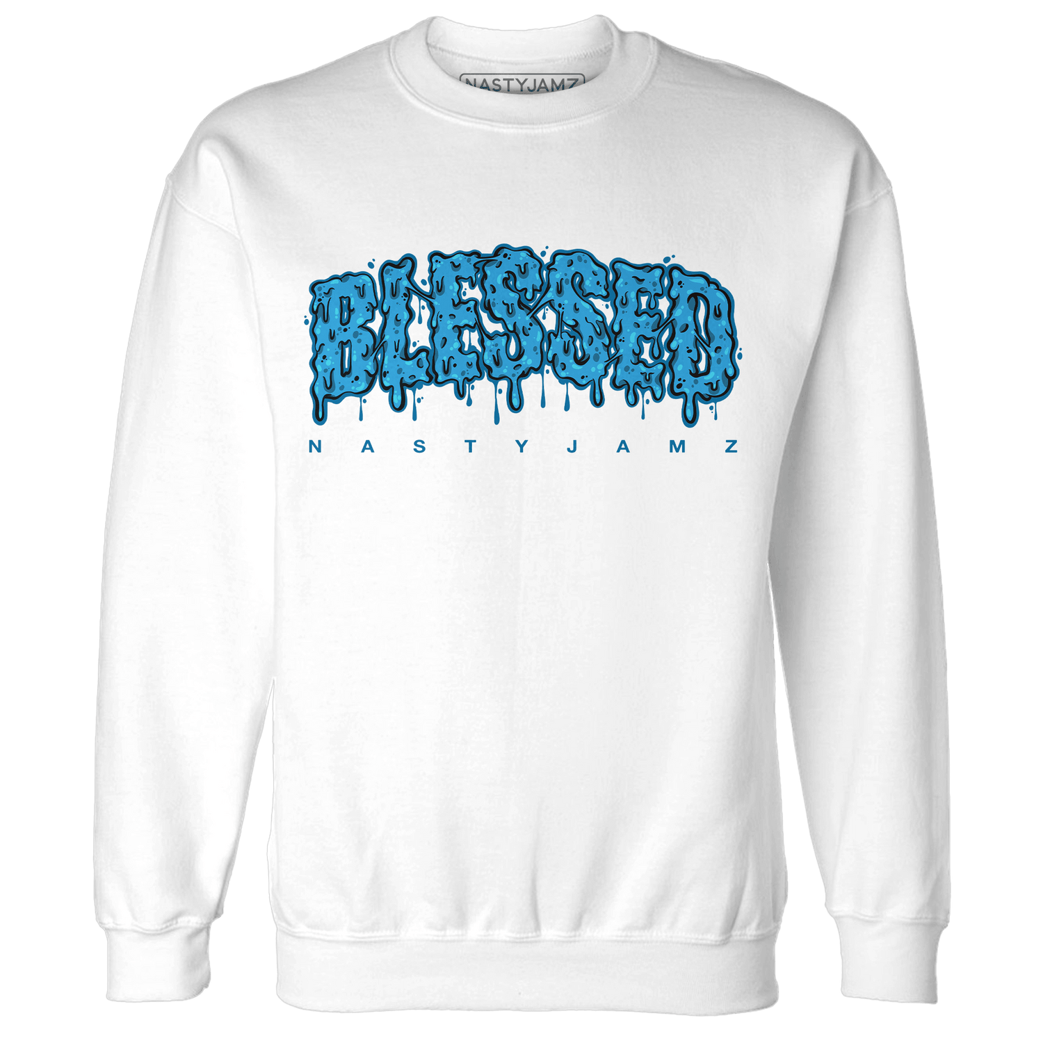 Powder Blue 9s Sweatshirt Match Blessed Text - NastyJamz