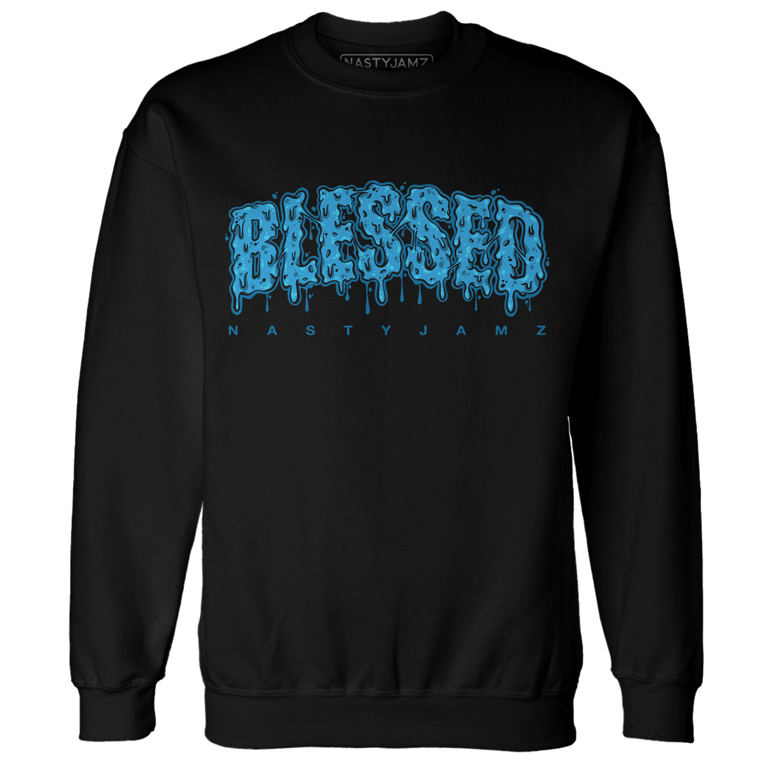 Powder Blue 9s Sweatshirt Match Blessed Text - NastyJamz